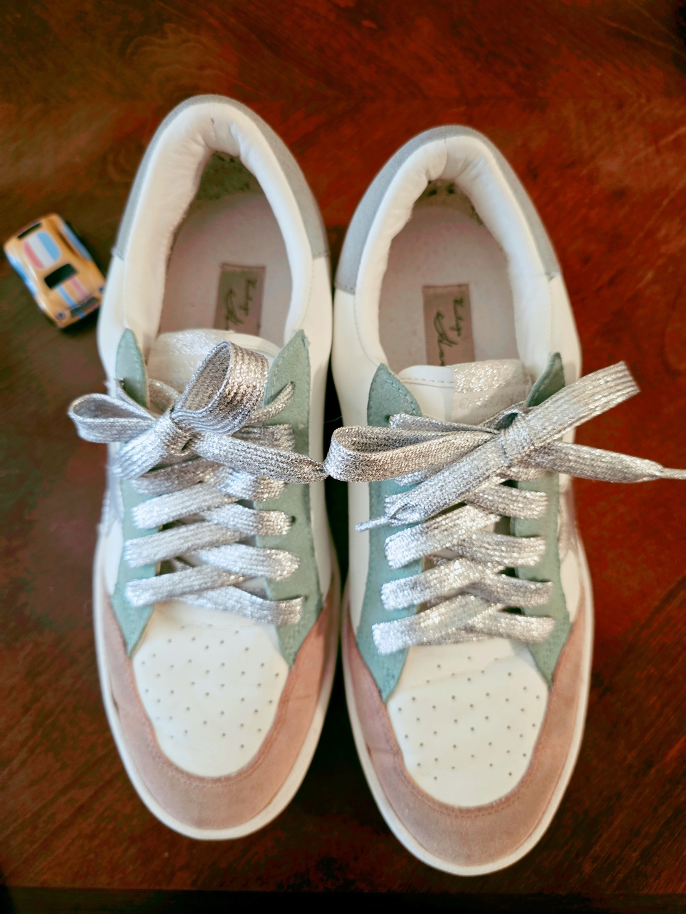 Vintage Havana Muted Pastel Low-Top Sneakers with Silver Laces